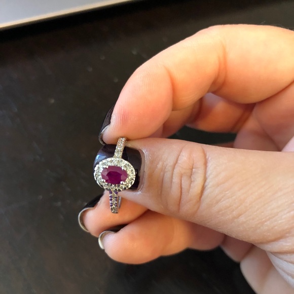 Diamond, pink sapphire, and white gold ring - Picture 3 of 9